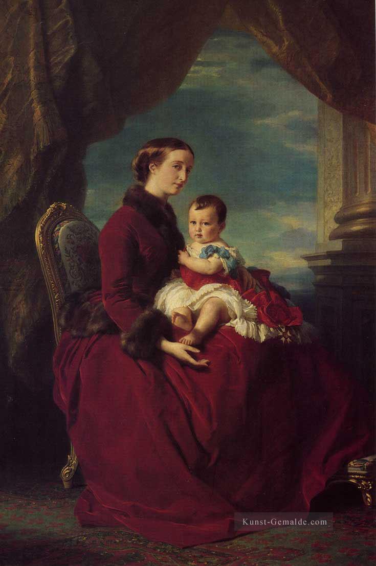 Kaiserin Eugenie Halten Louis Napoleon der kaiserliche Prinz auf ihrem K Königtum Porträt Franz Xaver Winterhalter Ölgemälde